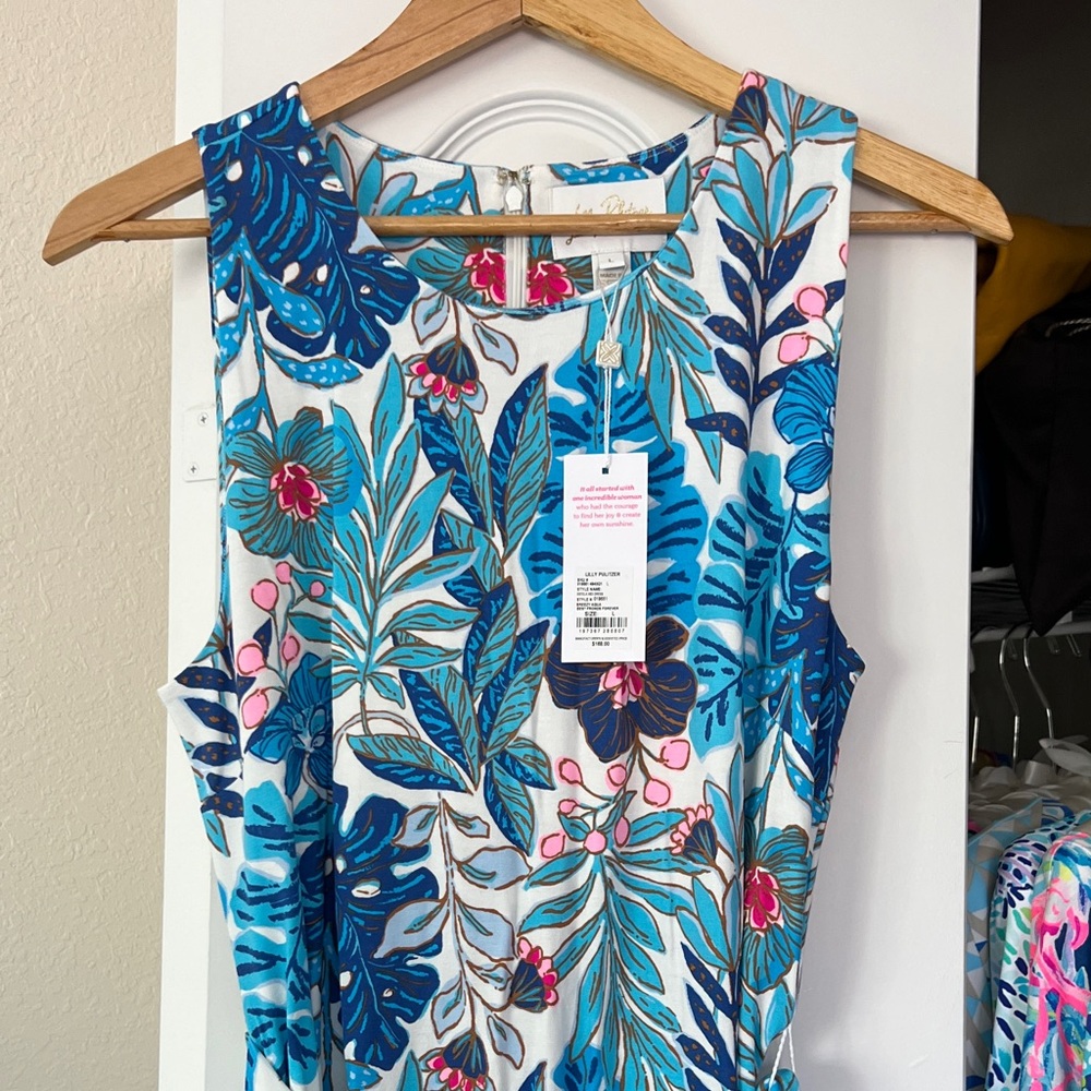 NWT Lilly Pulitzer Blue and Pink Floral Maxi Dress. Original price $168